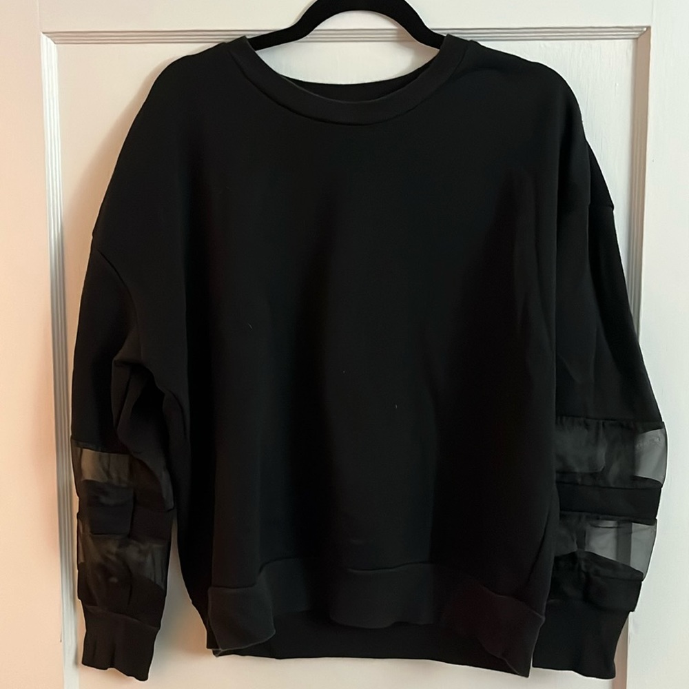 Good American Black Mesh Detail Sweatshirt 2